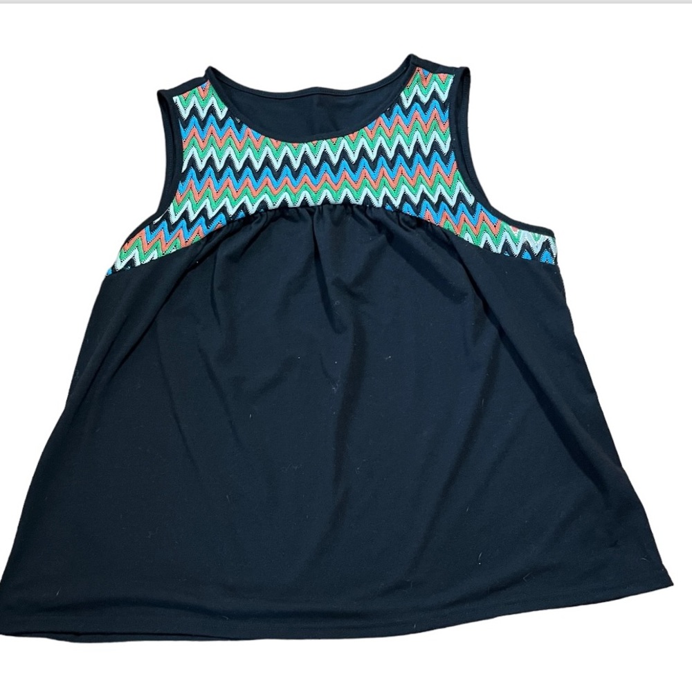 Black Swing Tank Top with Knit-Like Top
